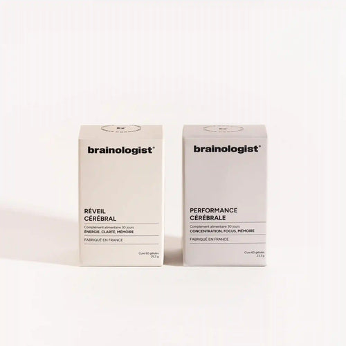 Duo Réveil + Performance cérébrale Brainologist – Énergie matinale et concentration – 2 flacons