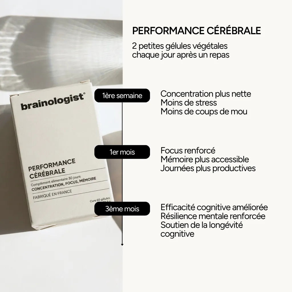 Chronologie des effets Performance Cérébrale Brainologist sur la concentration en 3 mois