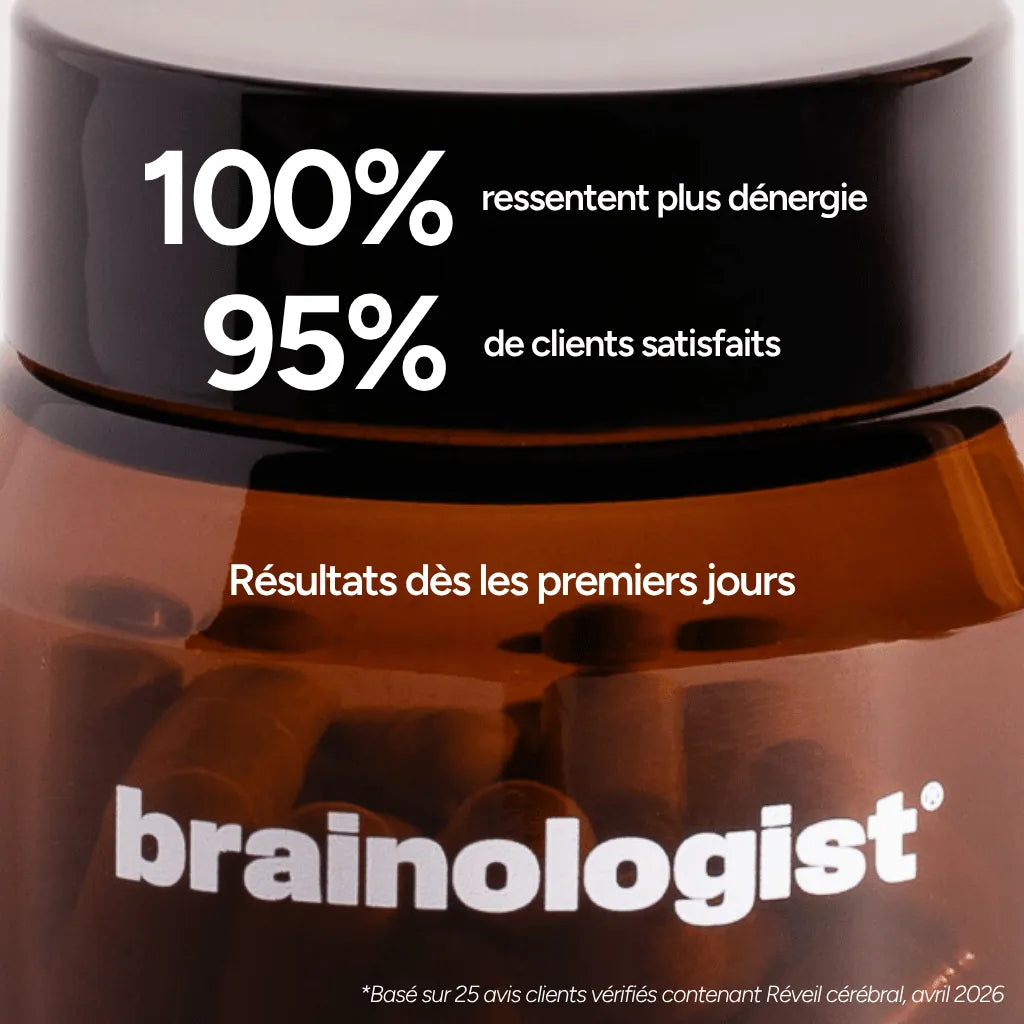 Réveil Cérébral Brainologist 100% de clients ressentent plus d'énergie et 95% de clients satisfaits